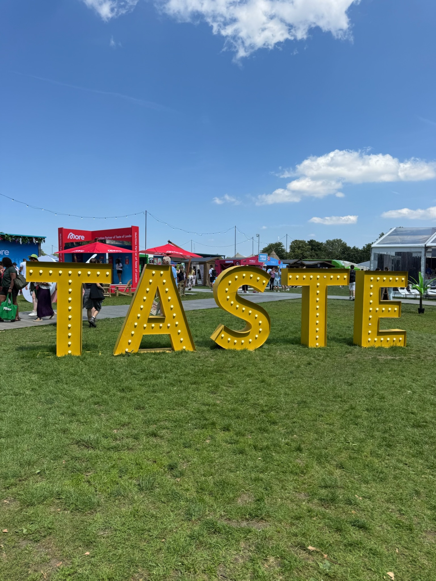 Giant TASTE marquee letters at Taste of London festival